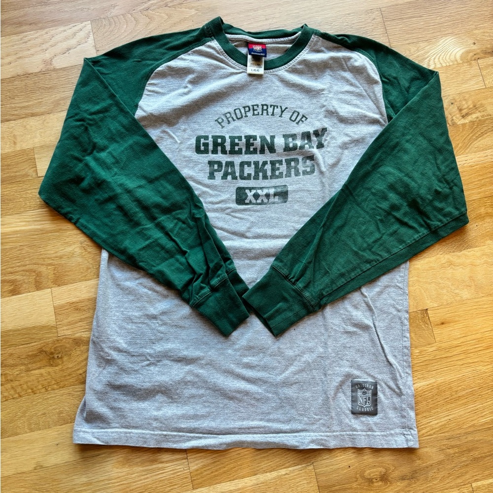 Men’s Large Reebok Gridiron Classics Green Bay Packers NFL Long Sleeve Cotton